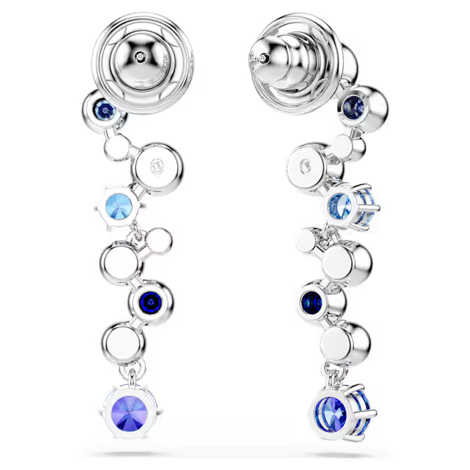 Swarovski Constella Drop Earrings Mixed Cuts, Blue, Rhodium Plated 5732775