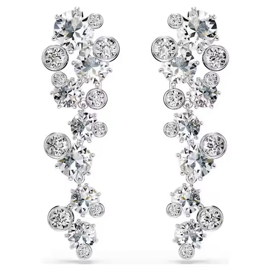 Swarovski Constella Drop Earrings Mixed Cuts, White, Rhodium Plated 5732252