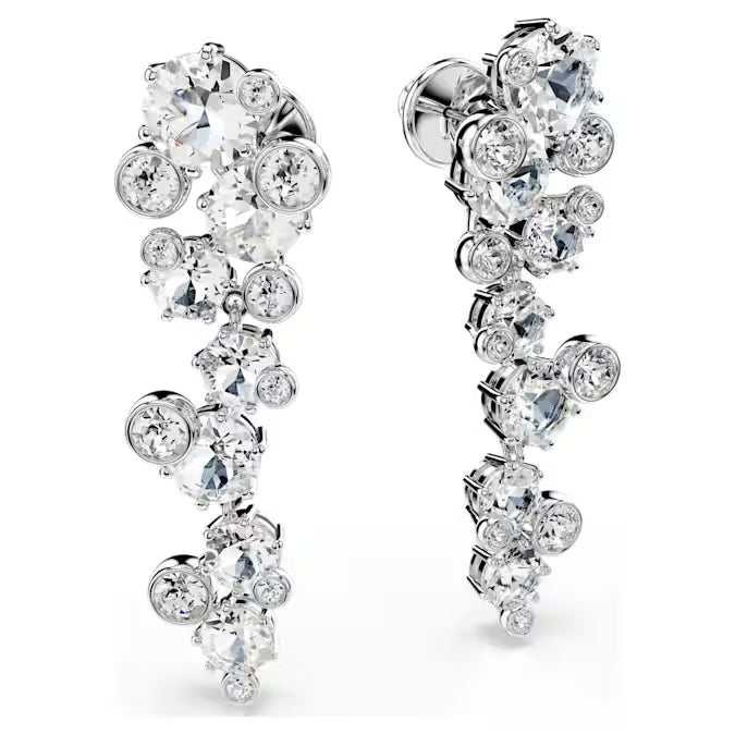 Swarovski Constella Drop Earrings Mixed Cuts, White, Rhodium Plated 5732252