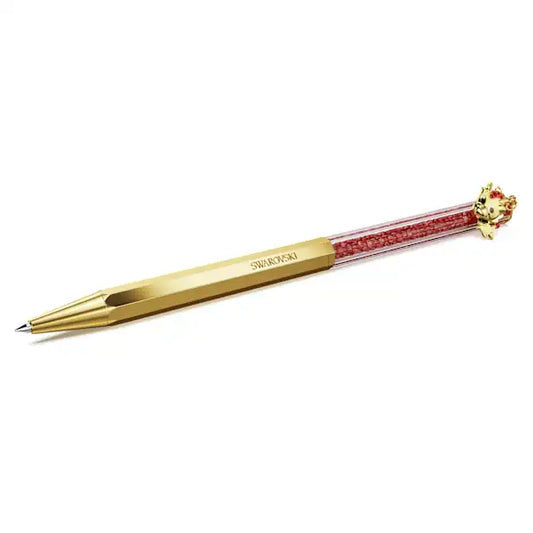 Swarovski Crystalline Dragon and Phoenix ballpoint pen Octagon shape, Dragon, Red, Gold-tone plated 5677125