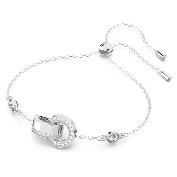 Swarovski Dextera bracelet Interlocking loop, White, Rhodium plated 5636499