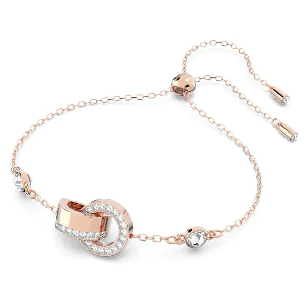 Swarovski Dextera bracelet Interlocking loop, White, Rose gold-tone plated 5636498