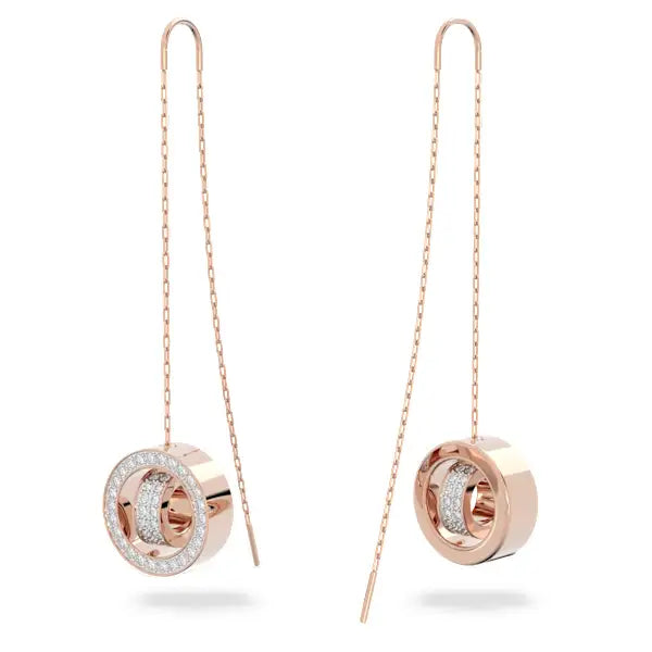 Swarovski Dextera drop earrings Long, White, Rose gold-tone plated 5636504