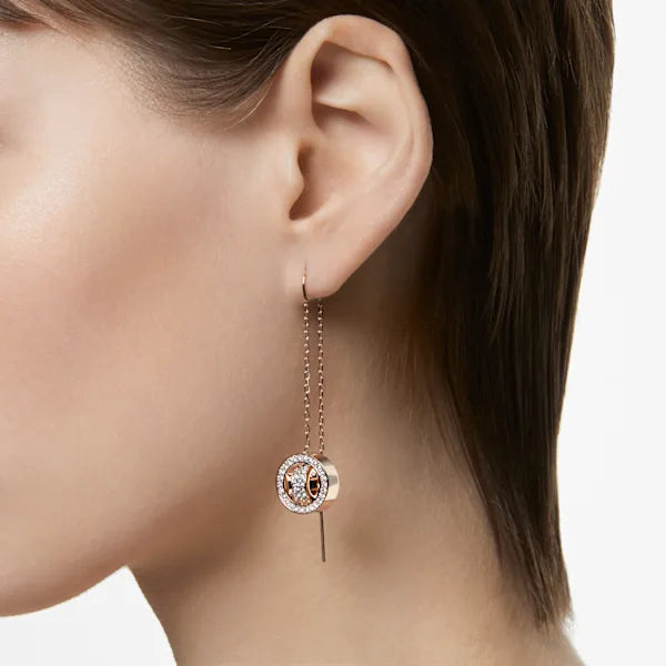 Swarovski Dextera drop earrings Long, White, Rose gold-tone plated 5636504