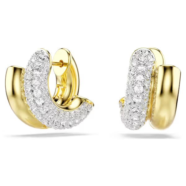 Swarovski Dextera Hoop Earrings Round Cut, Mini, White, 18k gold-Plated finish 5740735