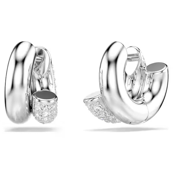 Swarovski Dextera Hoop Earrings Round Cut, Mini, White, Rhodium plated 5738197