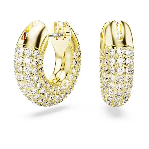 Swarovski Dextera hoop earrings Small, White, Gold-tone plated 5636530