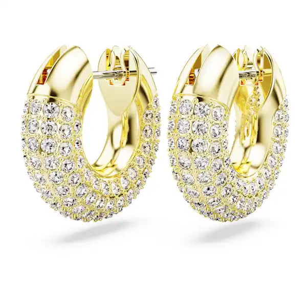 Swarovski Dextera hoop earrings Small, White, Gold-tone plated 5636530