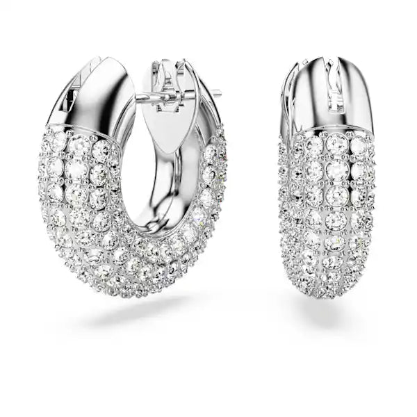 Swarovski Dextera hoop earrings Small, White, Rhodium plated 5618306