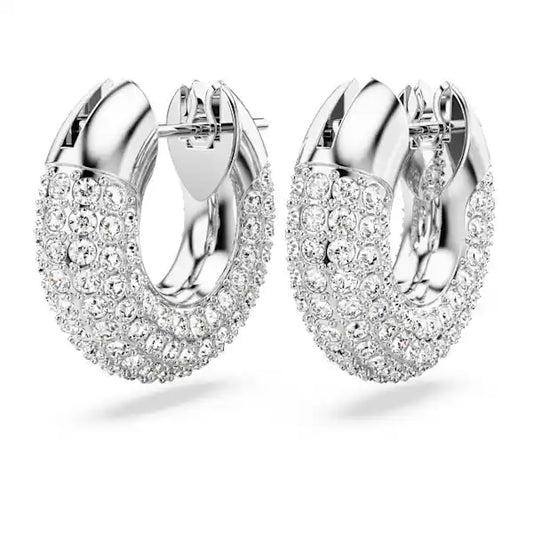 Swarovski Dextera hoop earrings Small, White, Rhodium plated 5618306