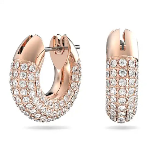 Swarovski Dextera hoop earrings Small, White, Rose gold-tone plated 5636531