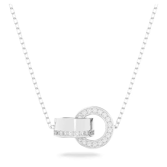 Swarovski Dextera pendant Interlocking loop, White, Rhodium plated 5636497