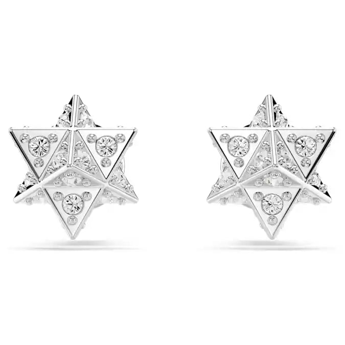 Swarovski Dextera stud earrings Round cut, Star, White, Rhodium plated 5700322