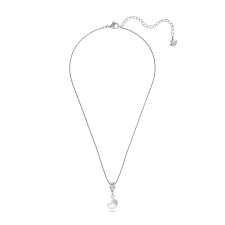 Swarovski Treasure Pearl Y Necklace, White, Rhodium plated 5559409