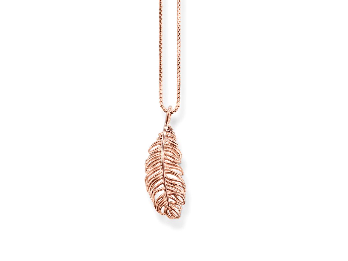 Thomas Sabo Sterling Silver Rose Gold Plated Feather Pendant PE632-415-12