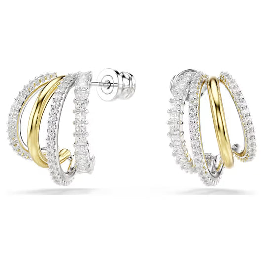 Swarovski Hyperbola Hoop Earrings Mixed Cuts, Mini, White, Mixed Metal Finish 5689718