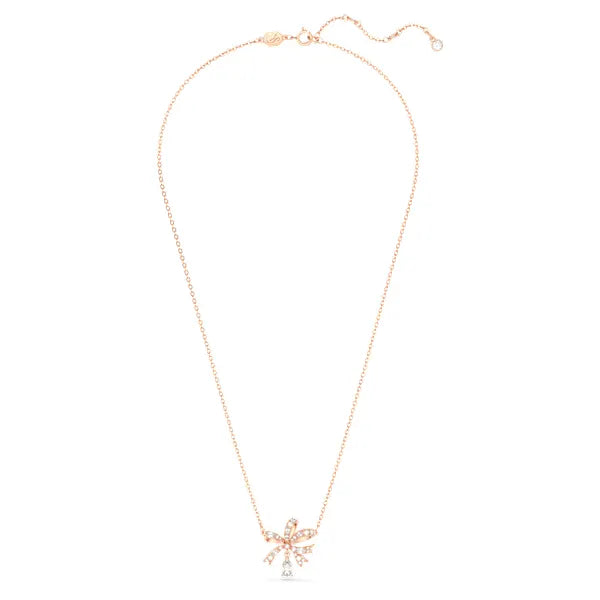 Swarovski Hyperbola necklace Bow, Small, White, Rose gold-tone plated 5656741