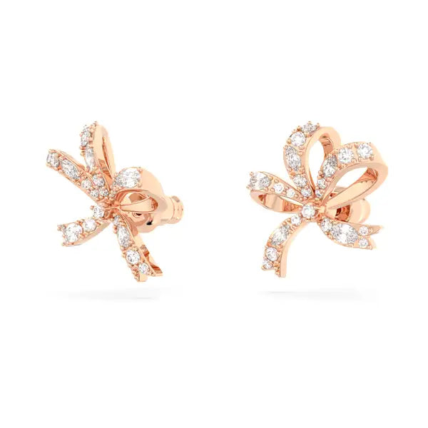 Swarovski Hyperbola stud earrings Bow, Small, White, Rose gold-tone plated 5647572