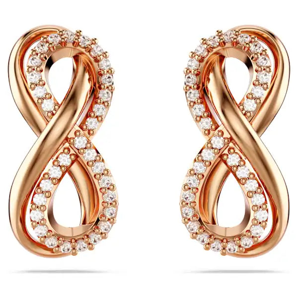 Swarovski Hyperbola stud earrings Infinity, White, Rose gold-tone plated 5684085