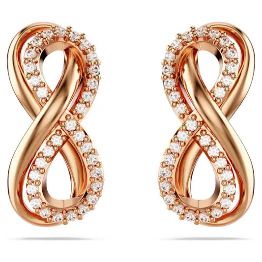 Swarovski Hyperbola stud earrings Infinity, White, Rose gold-tone plated 5684085