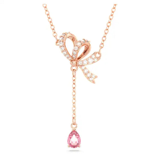 Swarovski Hyperbola Y pendant Bow, Pink, Rose gold-tone plated 5647569