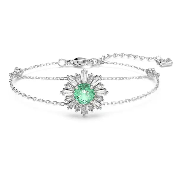 Swarovski Idyllia bracelet Mixed cuts, Sun, Green, Rhodium plated 5642960