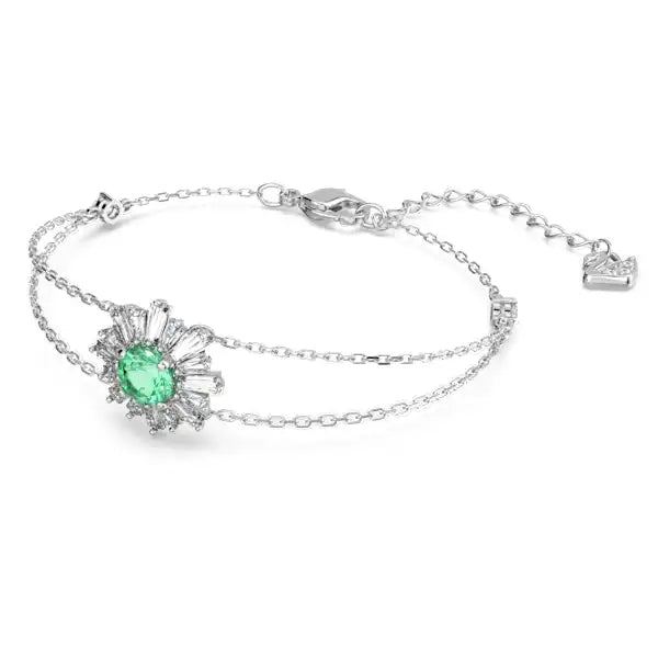 Swarovski Idyllia bracelet Mixed cuts, Sun, Green, Rhodium plated 5642960