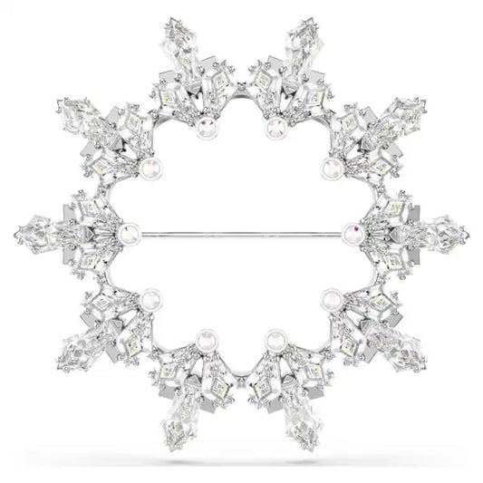 Swarovski New Idyllia brooch Mixed cuts, Snowflake, White, Rhodium plated 5705397