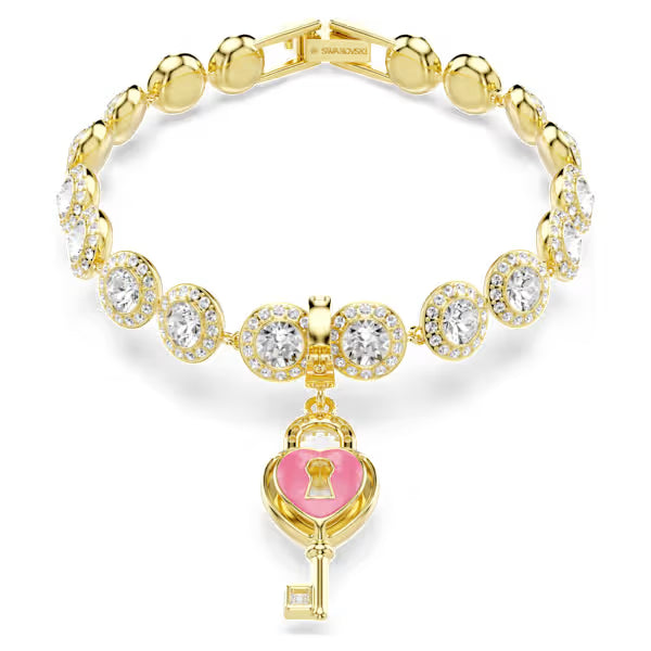 Swarovski Idyllia Charm Mixed Cuts, Heart with Key, White, 18k Gold-Plated finish 5742959