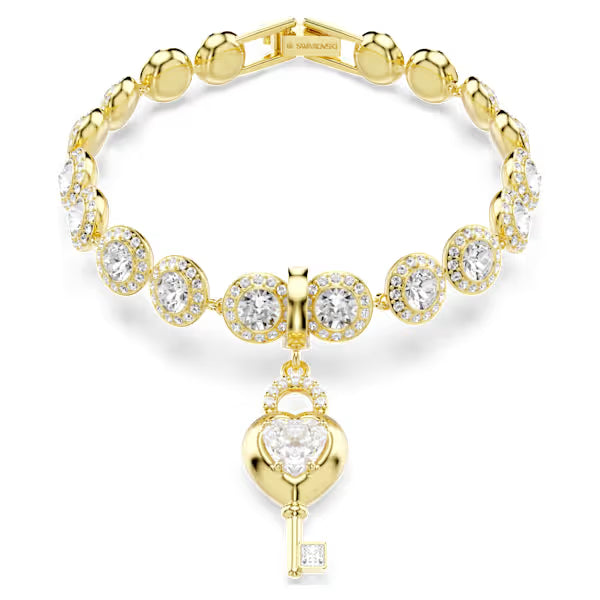 Swarovski Idyllia Charm Mixed Cuts, Heart with Key, White, 18k Gold-Plated finish 5742959