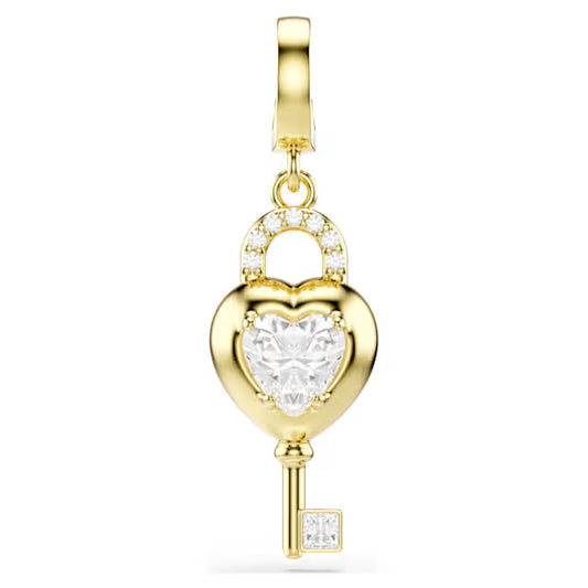 Swarovski Idyllia Charm Mixed Cuts, Heart with Key, White, 18k Gold-Plated finish 5742959