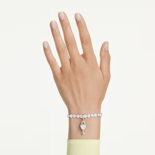 Swarovski Idyllia Charm Mixed Cuts, Heart with Key, White, Rhodium plated 5742957