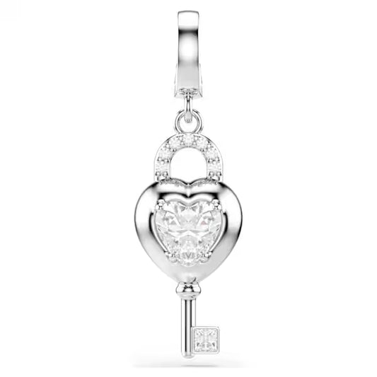 Swarovski Idyllia Charm Mixed Cuts, Heart with Key, White, Rhodium plated 5742957
