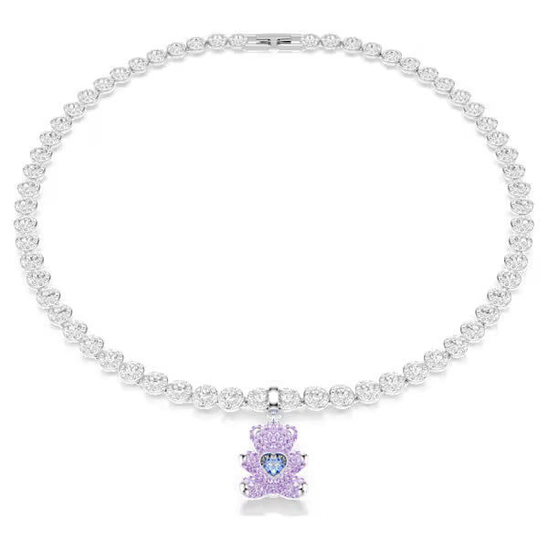 Swarovski Idyllia Charm Mixed Cuts, Teddy, Purple, Rhodium Plated 5745610