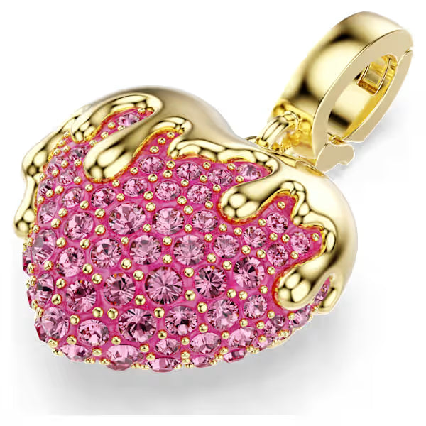 Swarovski Idyllia Charm Round Cut, Heart, Pink, 18k Gold-Plated Finish 5742953