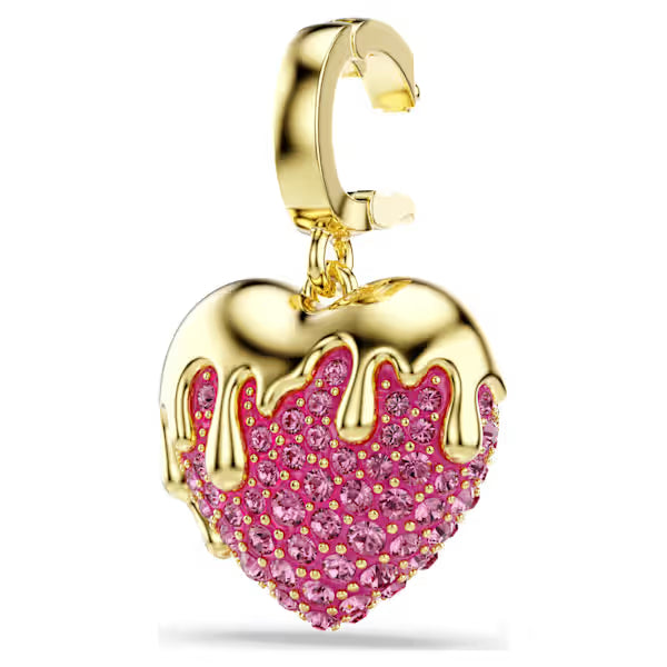 Swarovski Idyllia Charm Round Cut, Heart, Pink, 18k Gold-Plated Finish 5742953
