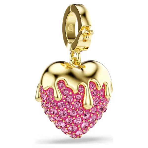 Swarovski Idyllia Charm Round Cut, Heart, Pink, 18k Gold-Plated Finish 5742953