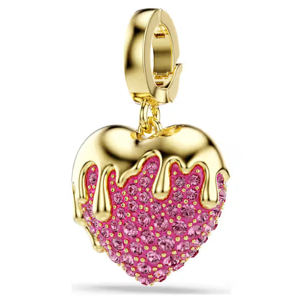 Swarovski Idyllia Charm Round Cut, Heart, Pink, 18k Gold-Plated Finish 5742953