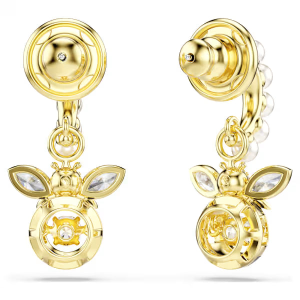 Swarovski Idyllia Drop Earrings Crystal Pearl, Mixed Cuts, Bee, Multicoloured, 18k gold-Plated finish 5742678