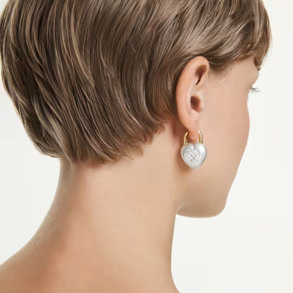 Swarovski Idyllia Drop Earrings Mixed Cuts, Heart, White, 18k Gold-Plated Finish 5737297