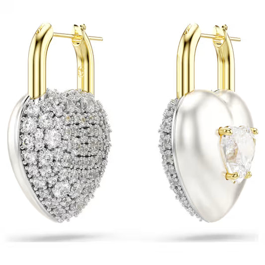 Swarovski Idyllia Drop Earrings Mixed Cuts, Heart, White, 18k Gold-Plated Finish 5737297