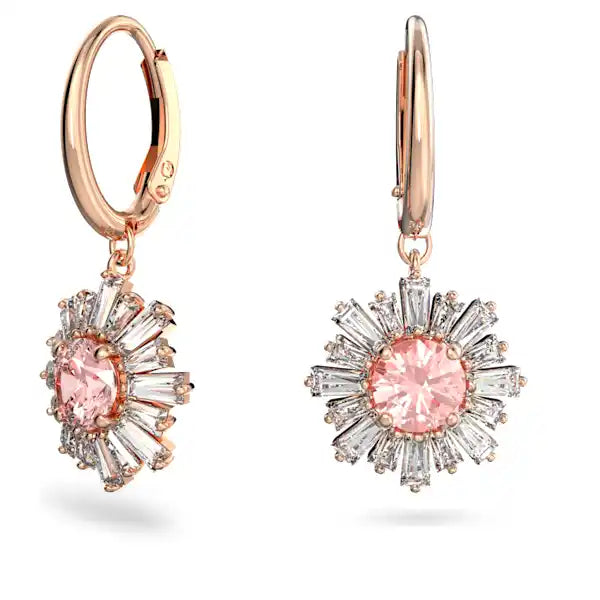 Swarovski Idyllia drop earrings Mixed cuts, Sun, Pink, Rose gold-tone plated 5642965