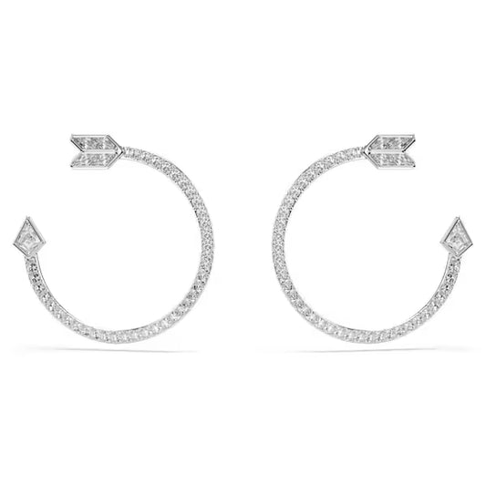 Swarovski Idyllia Hoop Earrings Mixed Cuts, Arrow, White, Rhodium Plated 5741522