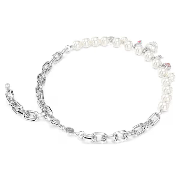 Swarovski Idyllia Necklace Crystal Pearl, Mixed Cuts, White, Rhodium Plated 5749601