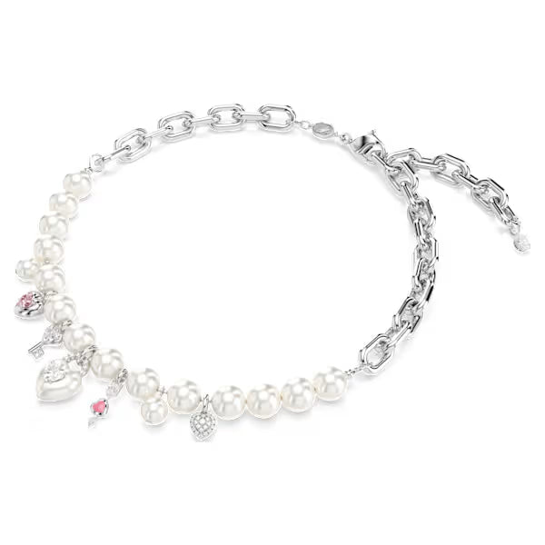 Swarovski Idyllia Necklace Crystal Pearl, Mixed Cuts, White, Rhodium Plated 5749601