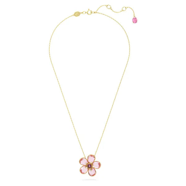 Swarovski Idyllia pendant Flower, Small, Pink, Gold-tone plated 5657875