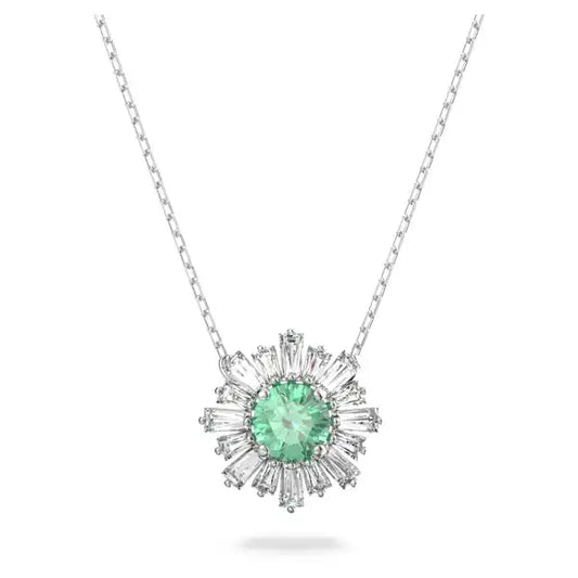 Swarovski Idyllia pendant Mixed cuts, Sun, Green, Rhodium plated 5642963