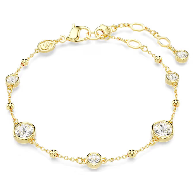Swarovski Imber Bracelet Round Cut, Scattered Design, White, Gold-Tone Plated 5680094