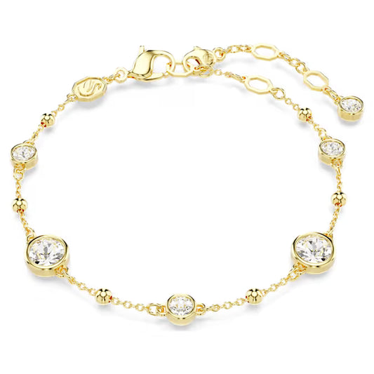 Swarovski Imber Bracelet Round Cut, Scattered Design, White, Gold-Tone Plated 5680094