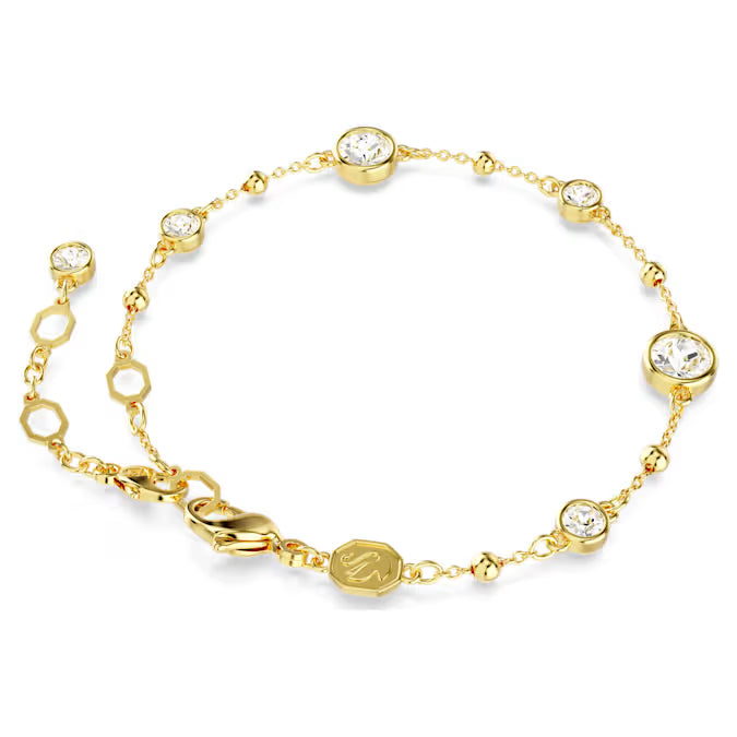Swarovski Imber Bracelet Round Cut, Scattered Design, White, Gold-Tone Plated 5680094
